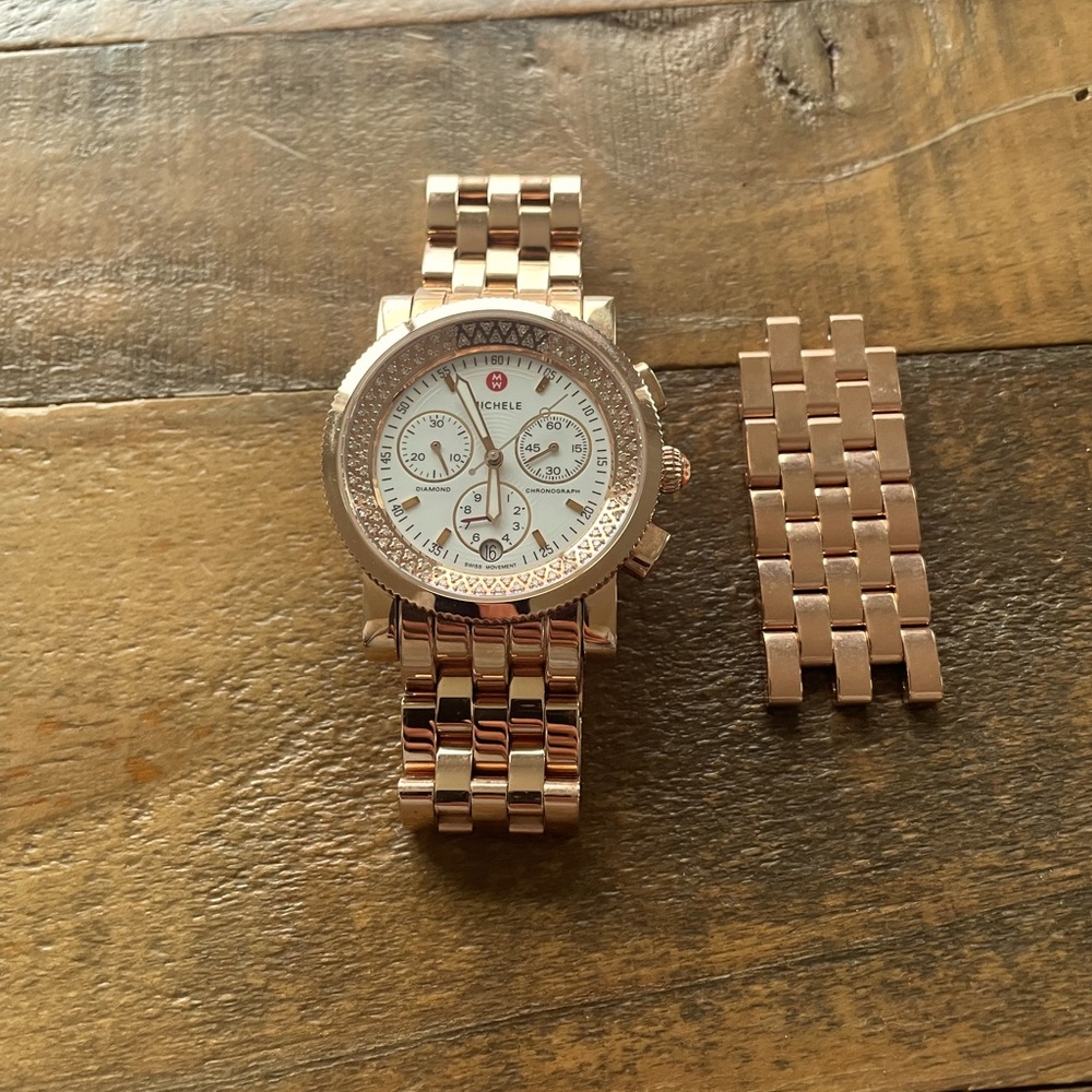 Rose Gold Michele Diamond Watch